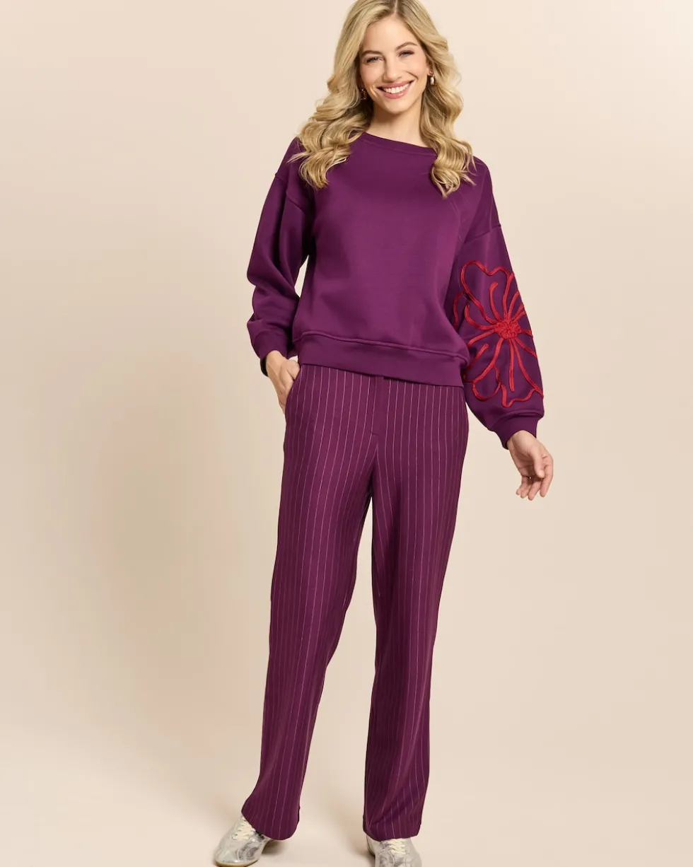 Sweatshirt mit Blumenstickerei