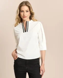Techno-Stretch Bluse mit Stehkragen