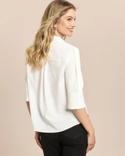 Techno-Stretch Bluse mit Stehkragen