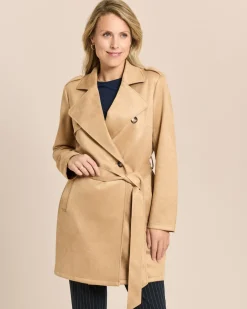 Trenchcoat in Scuba Velours-Optik