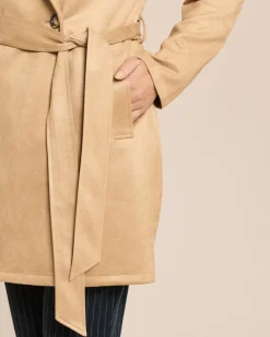 Trenchcoat in Scuba Velours-Optik