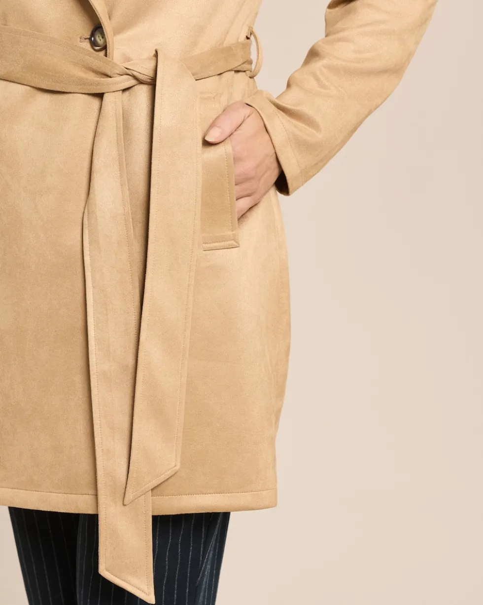 Trenchcoat in Scuba Velours-Optik