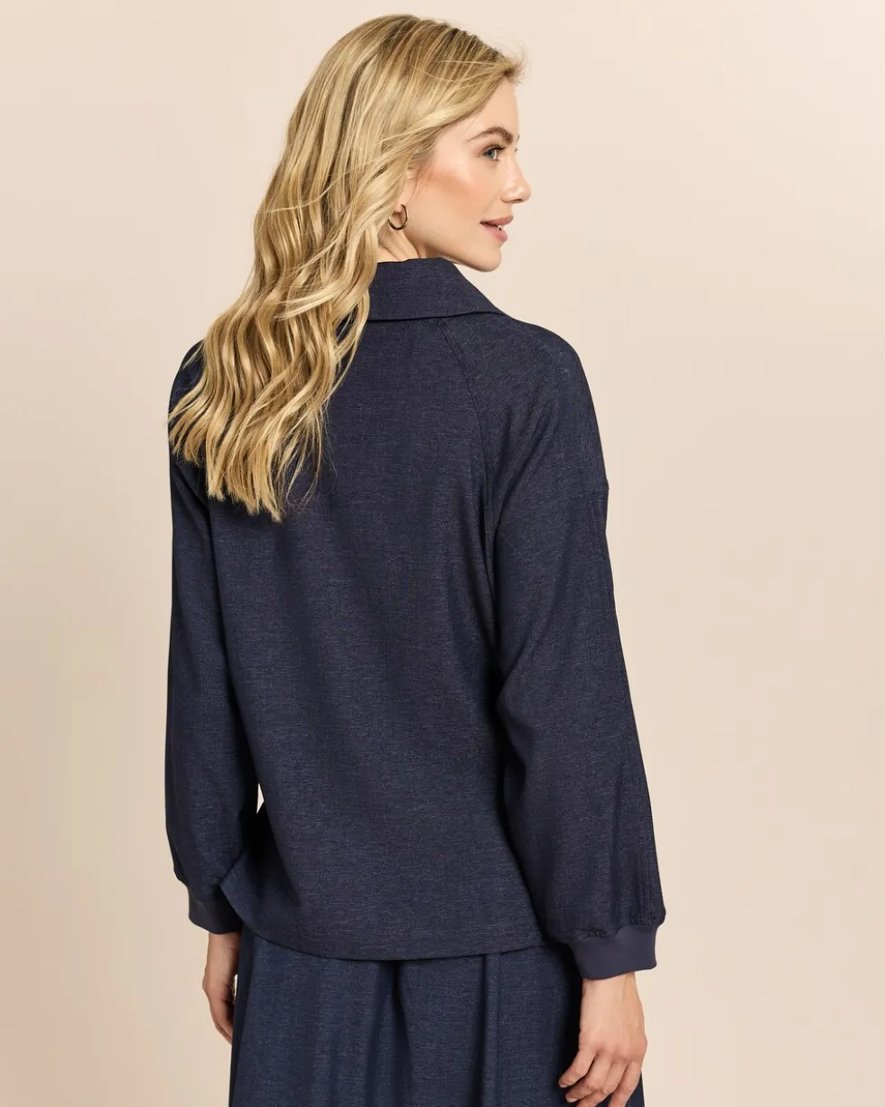 Troyersweatshirt aus Denim Jersey