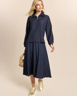 Troyersweatshirt aus Denim Jersey
