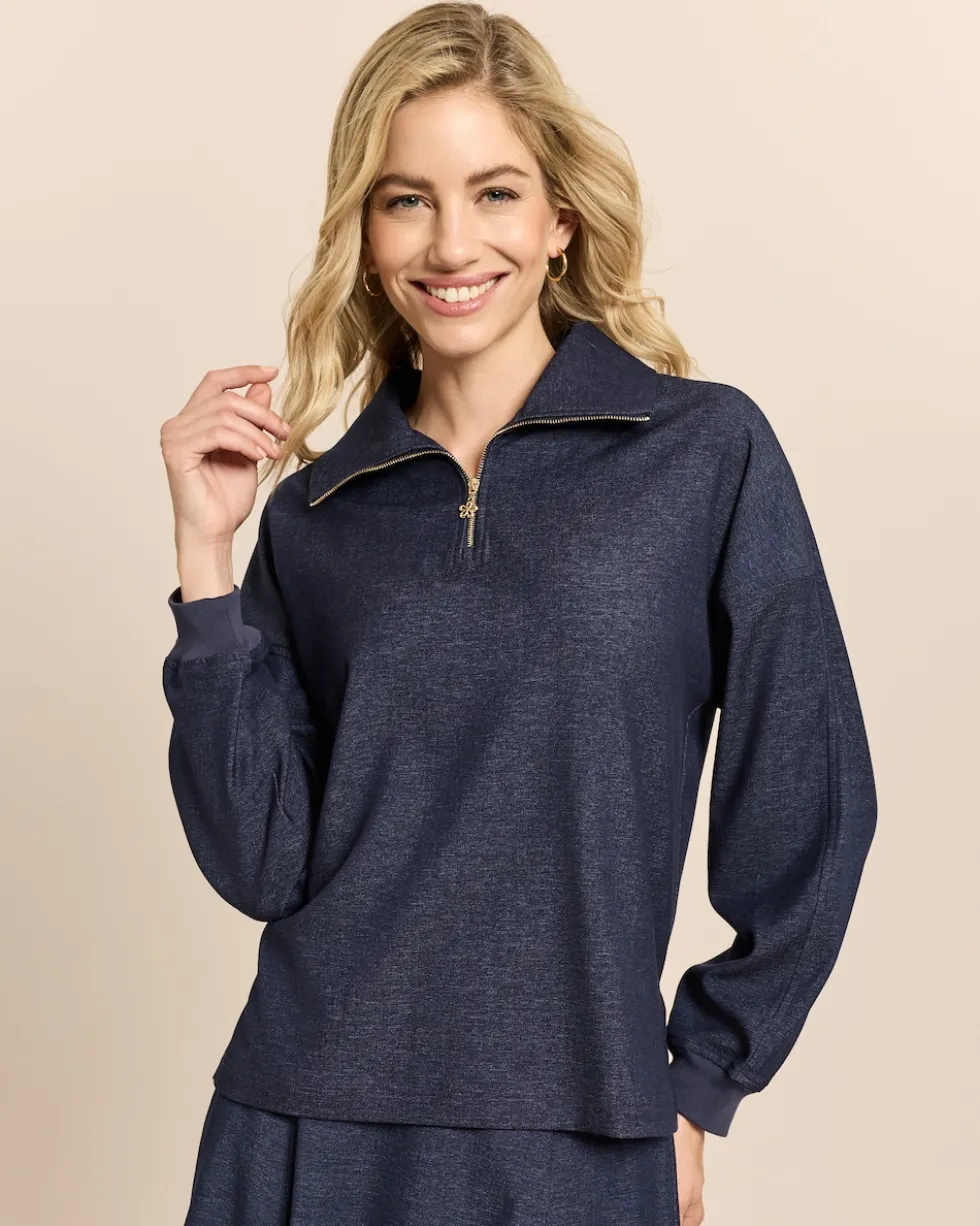 Troyersweatshirt aus Denim Jersey