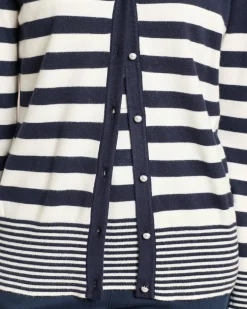 Twin-Set mit Top und Cardigan gestreift