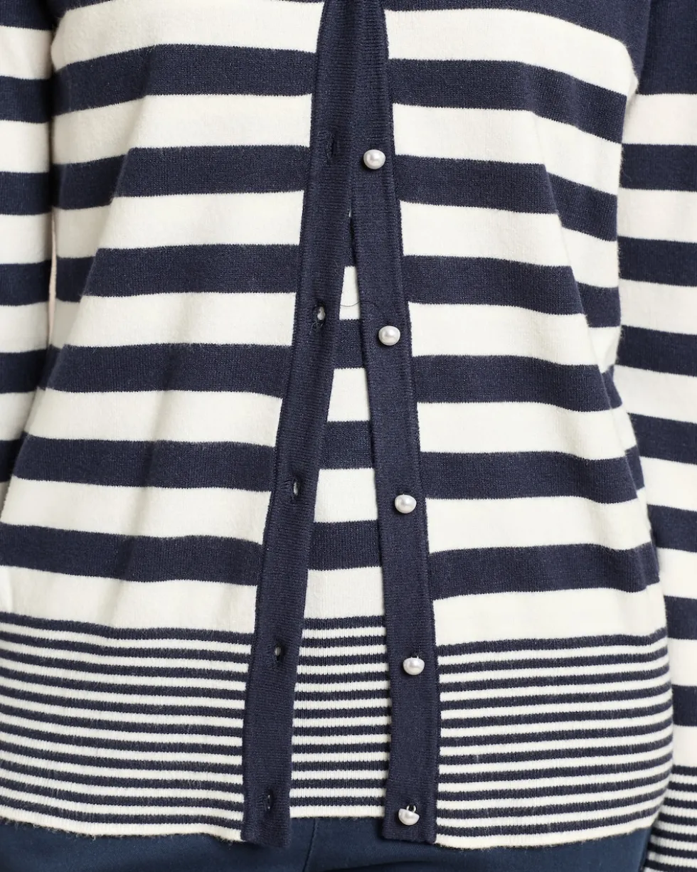 Twin-Set mit Top und Cardigan gestreift