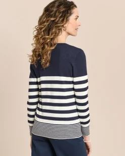 Twin-Set mit Top und Cardigan gestreift