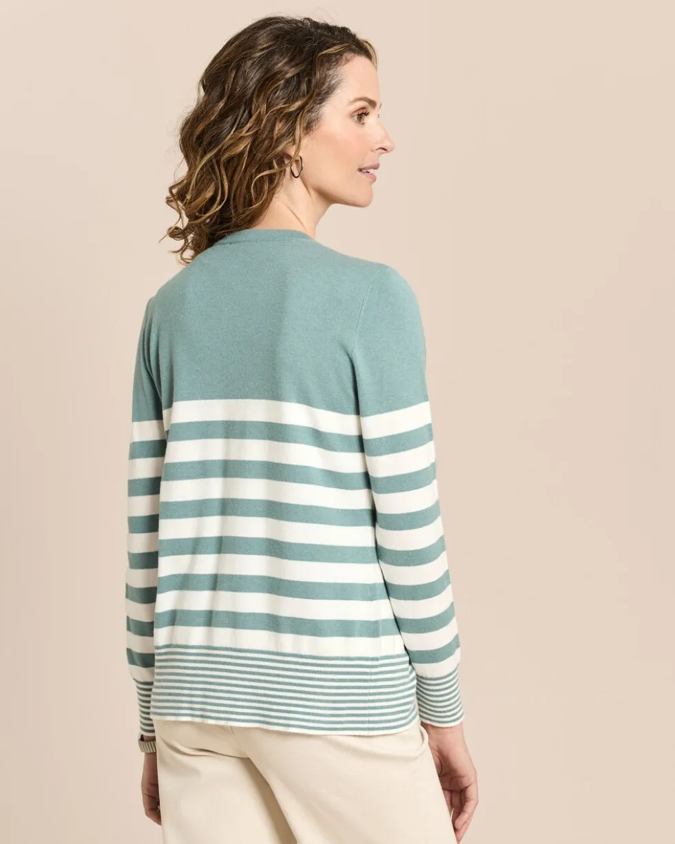Twin-Set mit Top und Cardigan gestreift