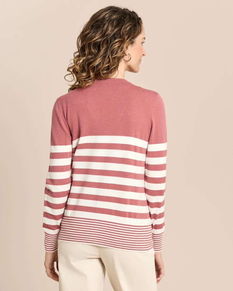 Twin-Set mit Top und Cardigan gestreift
