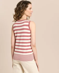 Twin-Set mit Top und Cardigan gestreift