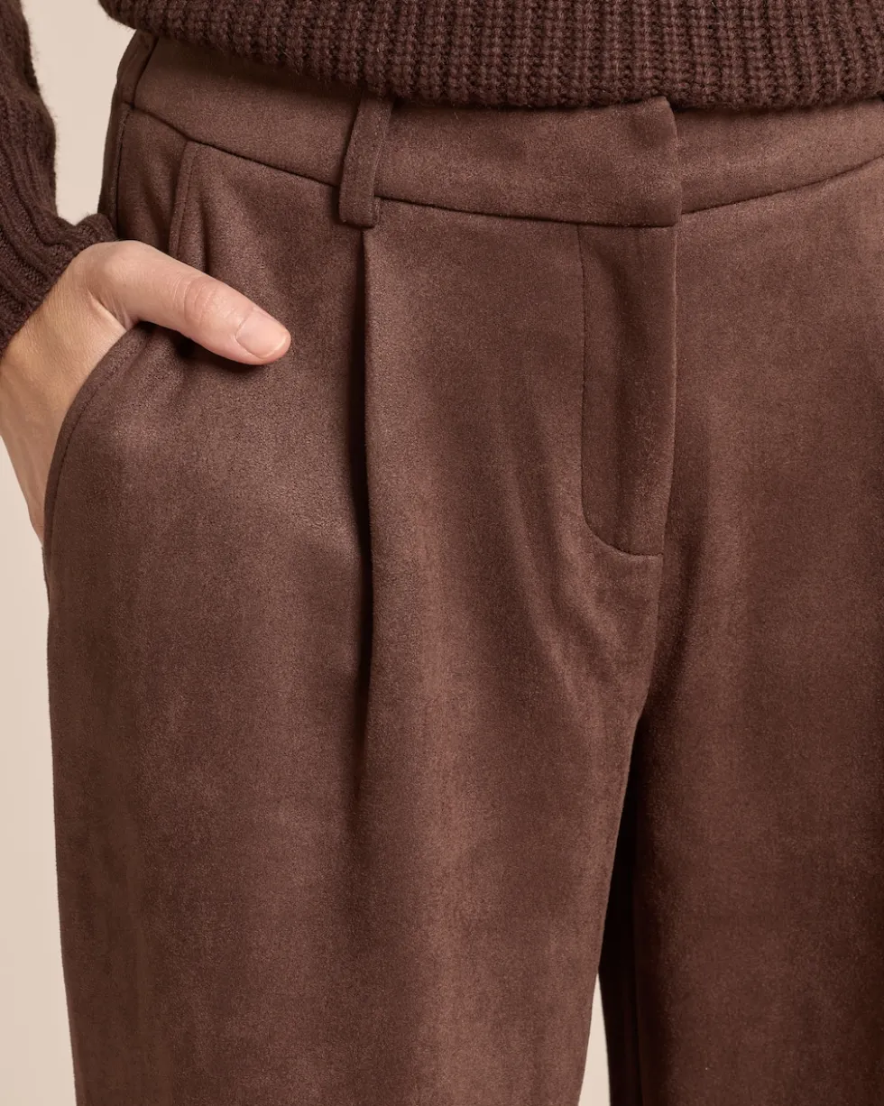 Velours-Stretch Hose mit Falte