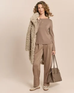 Velours-Stretch Hose mit Falte