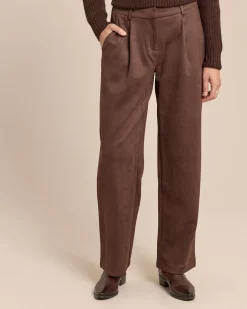 Velours-Stretch Hose mit Falte