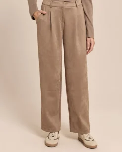 Velours-Stretch Hose mit Falte