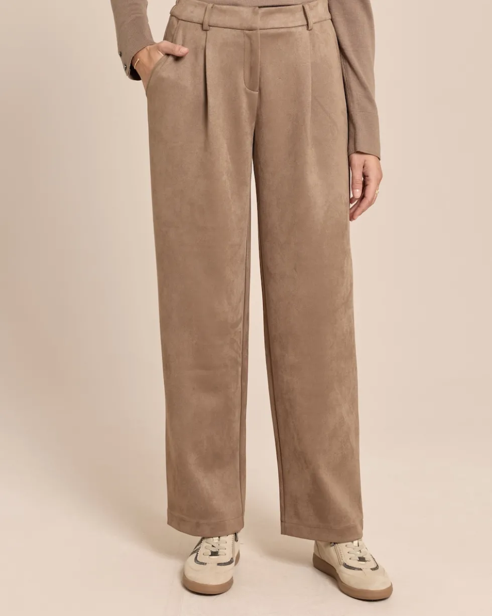 Velours-Stretch Hose mit Falte
