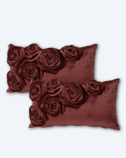 Velvet-Kissen „Rosen Applikation