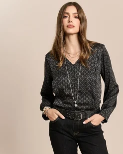 Viskosebluse mit V-Ausschnitt