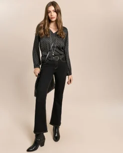 Viskosebluse mit V-Ausschnitt