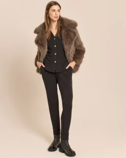 Webpelzjacke mit breitem Kragen