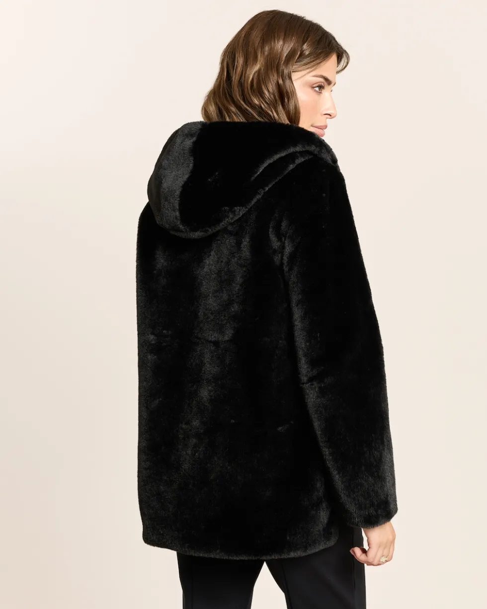 Webpelzjacke mit Kapuze