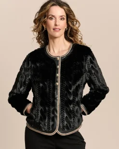 Webpelzjacke mit Zopfmuster