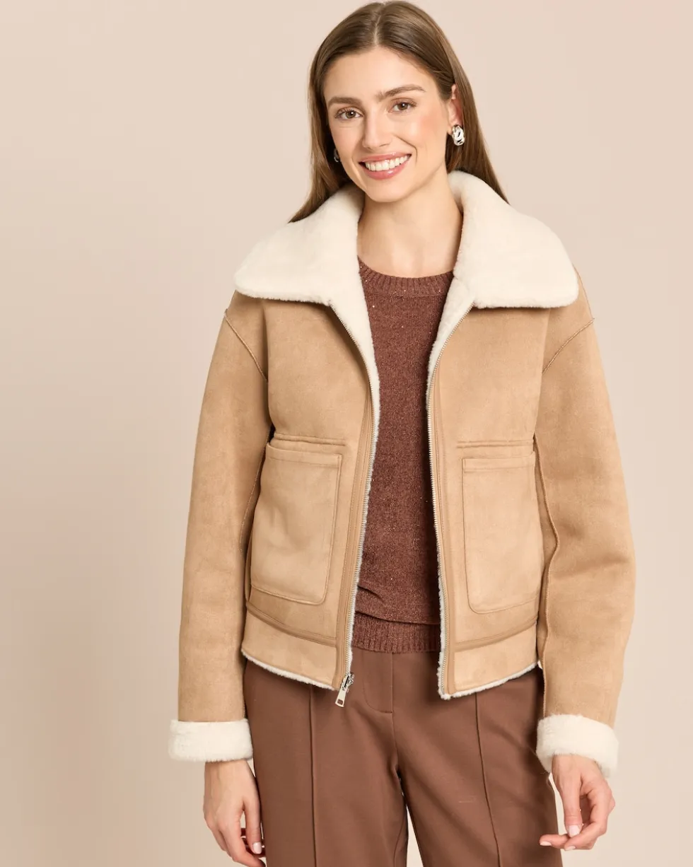 Wendejacke Webpelz/Velourslederimitat