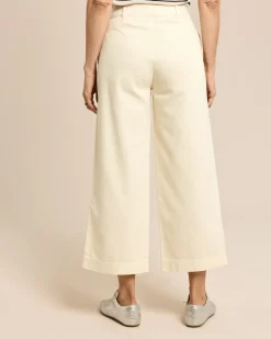 Wide Leg Denim verkürzt mit Goldknöpfen
