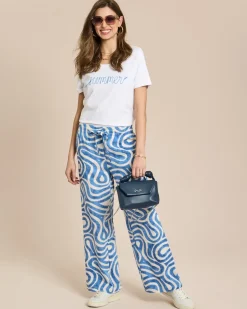 Wide Leg Hose mit Allover-Print