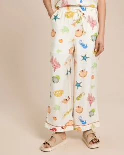 Wide Leg Hose mit maritimem Print