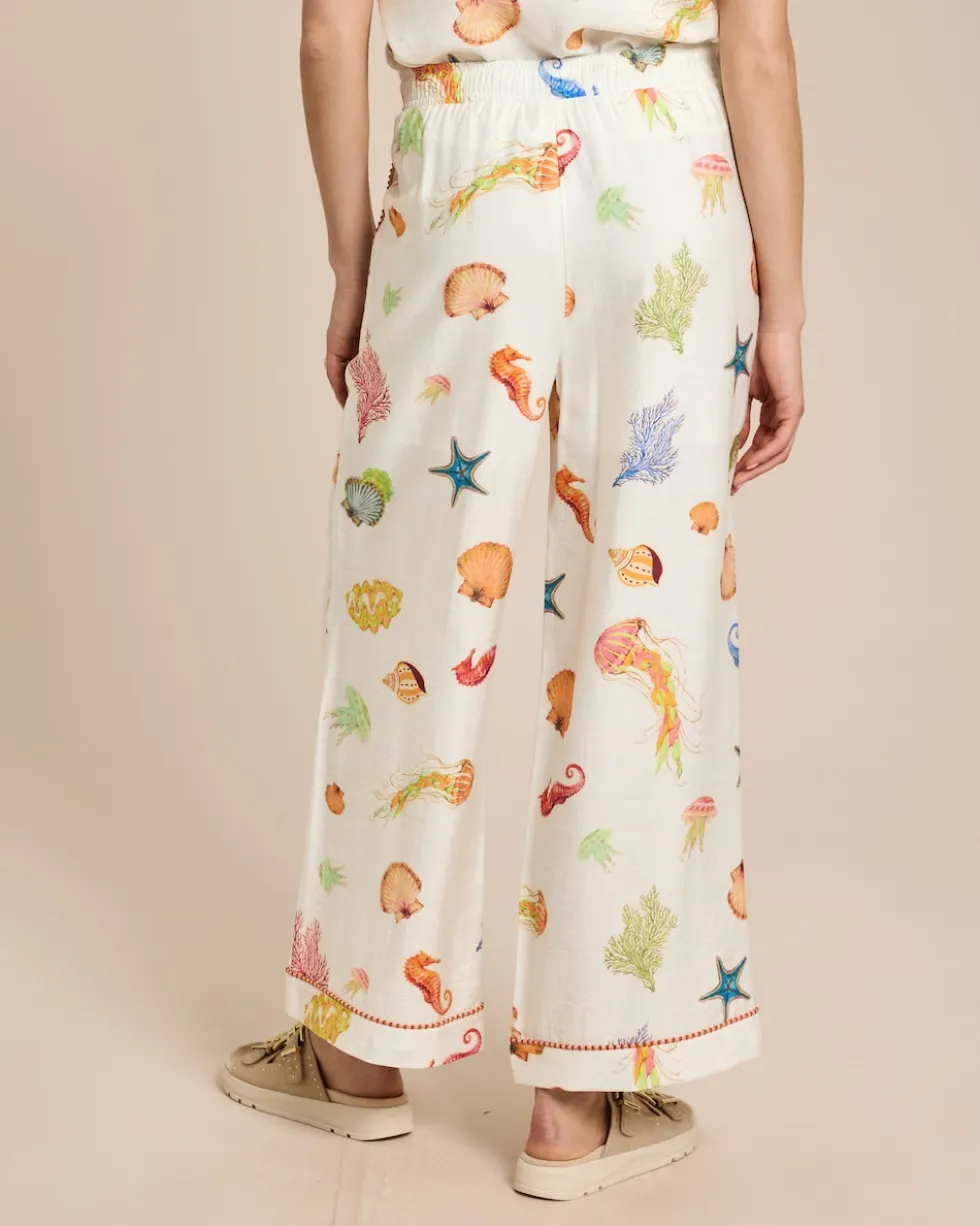 Wide Leg Hose mit maritimem Print
