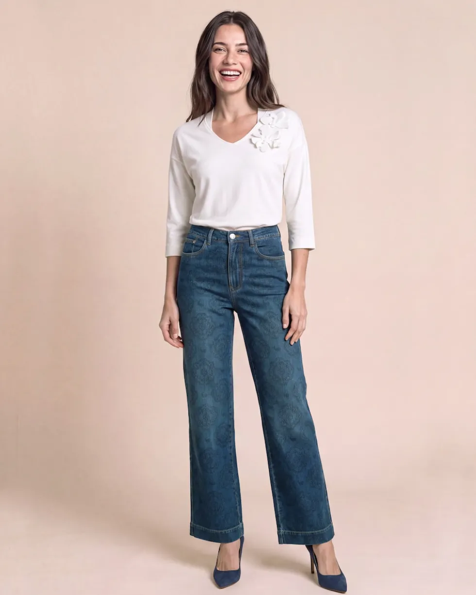 Wide Leg Jeans bedruckt