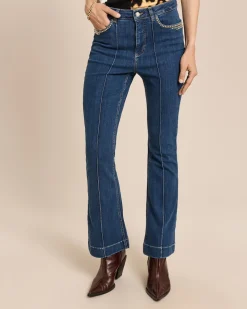 Wide Leg Jeans mit Biese