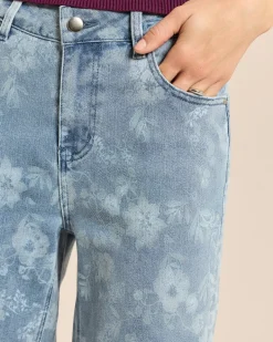 Wide Leg Jeans mit Blumenprint
