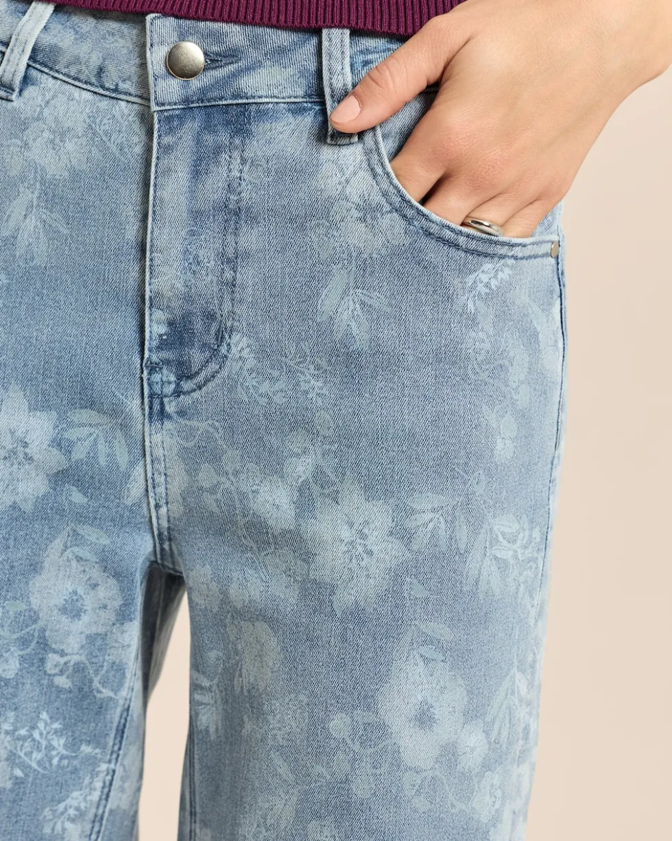 Wide Leg Jeans mit Blumenprint