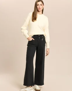 Wide Leg Jeans mit Bunddetail