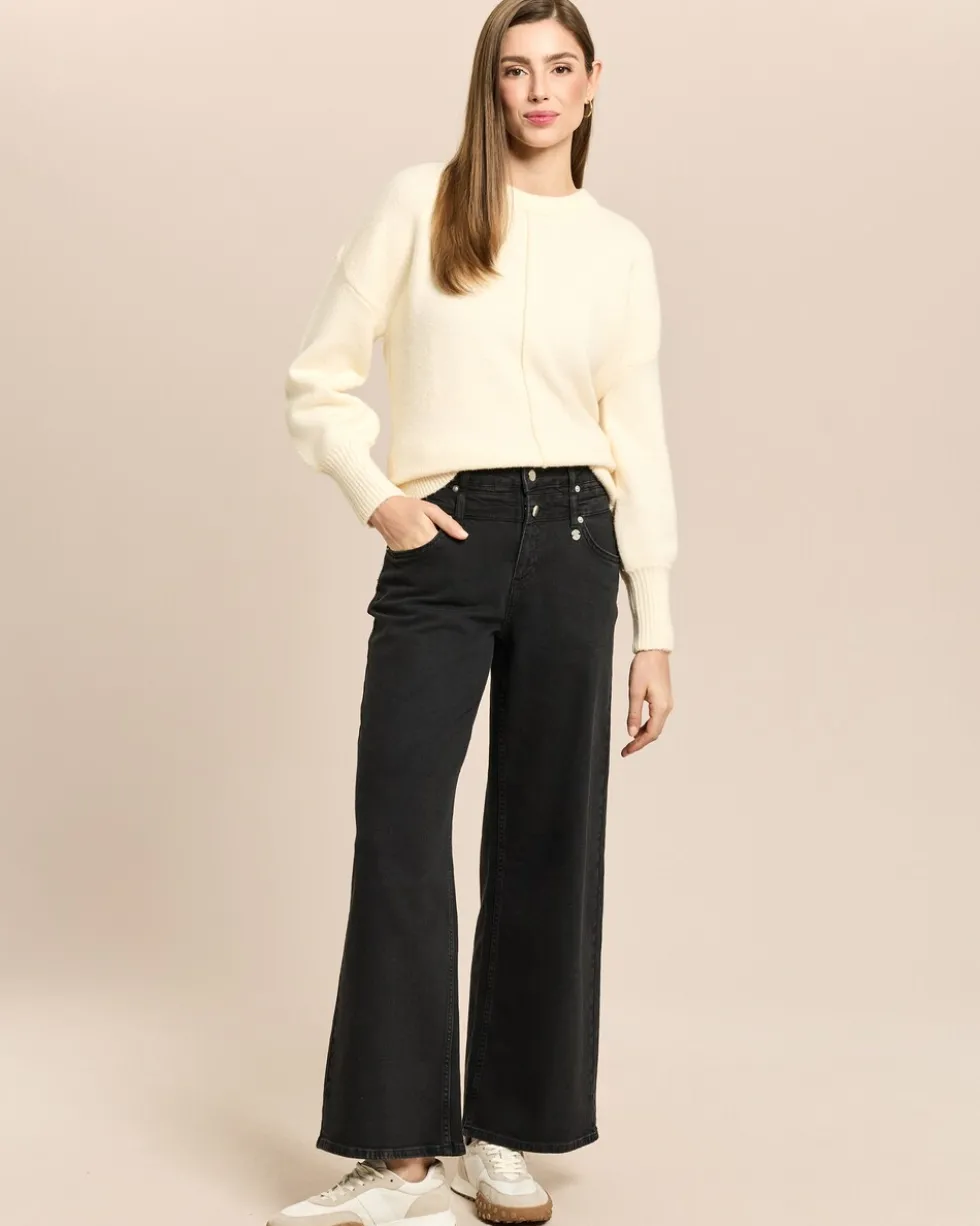 Wide Leg Jeans mit Bunddetail