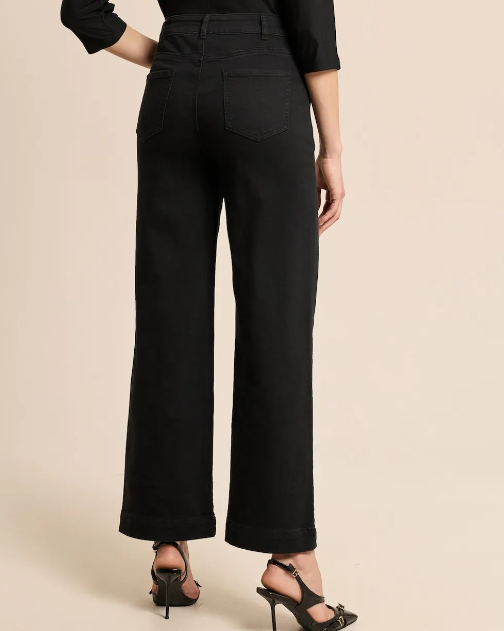 Wide Leg Jeans mit Kettendeko