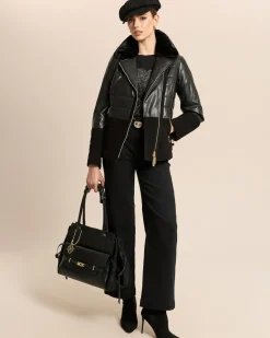 Wide Leg Jeans mit Kettendeko