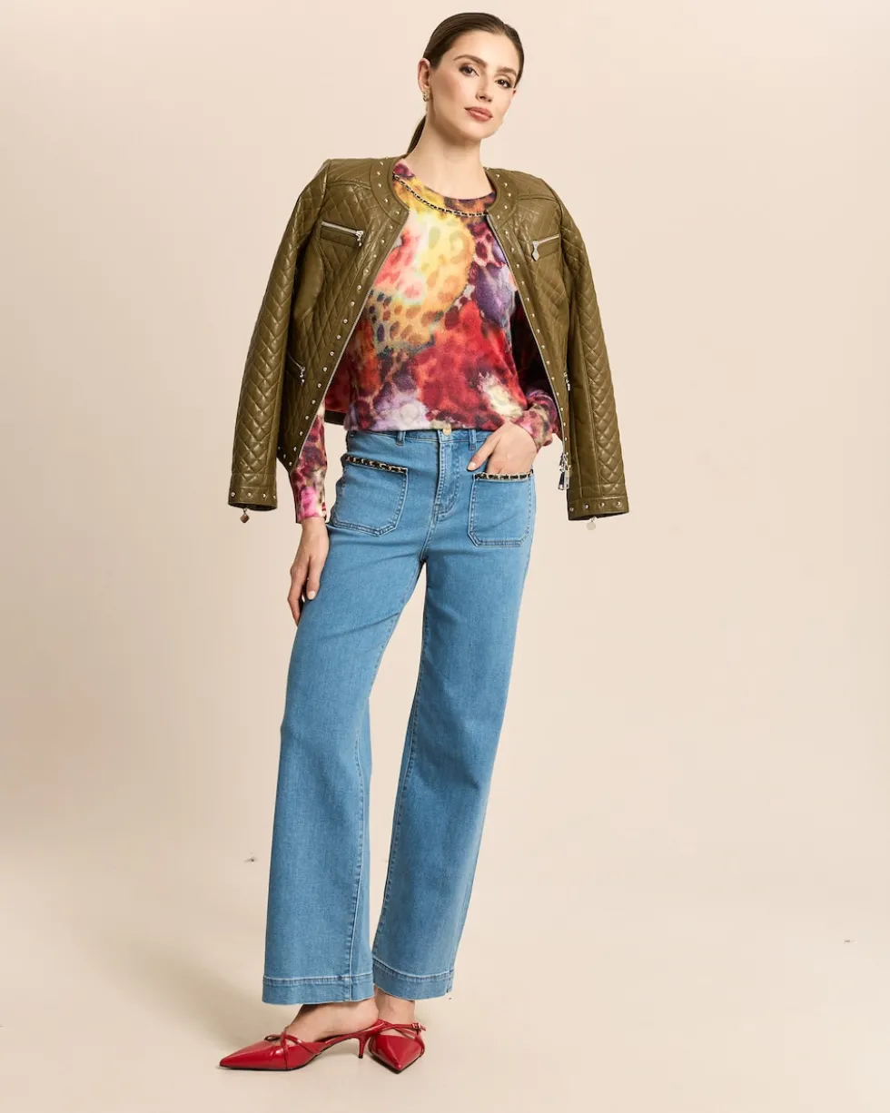 Wide Leg Jeans mit Kettendeko
