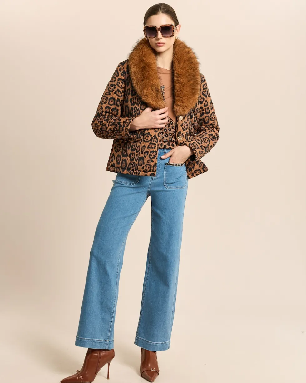 Wide Leg Jeans mit Kettendeko