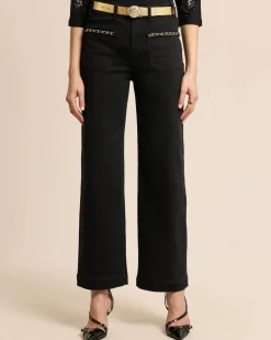 Wide Leg Jeans mit Kettendeko