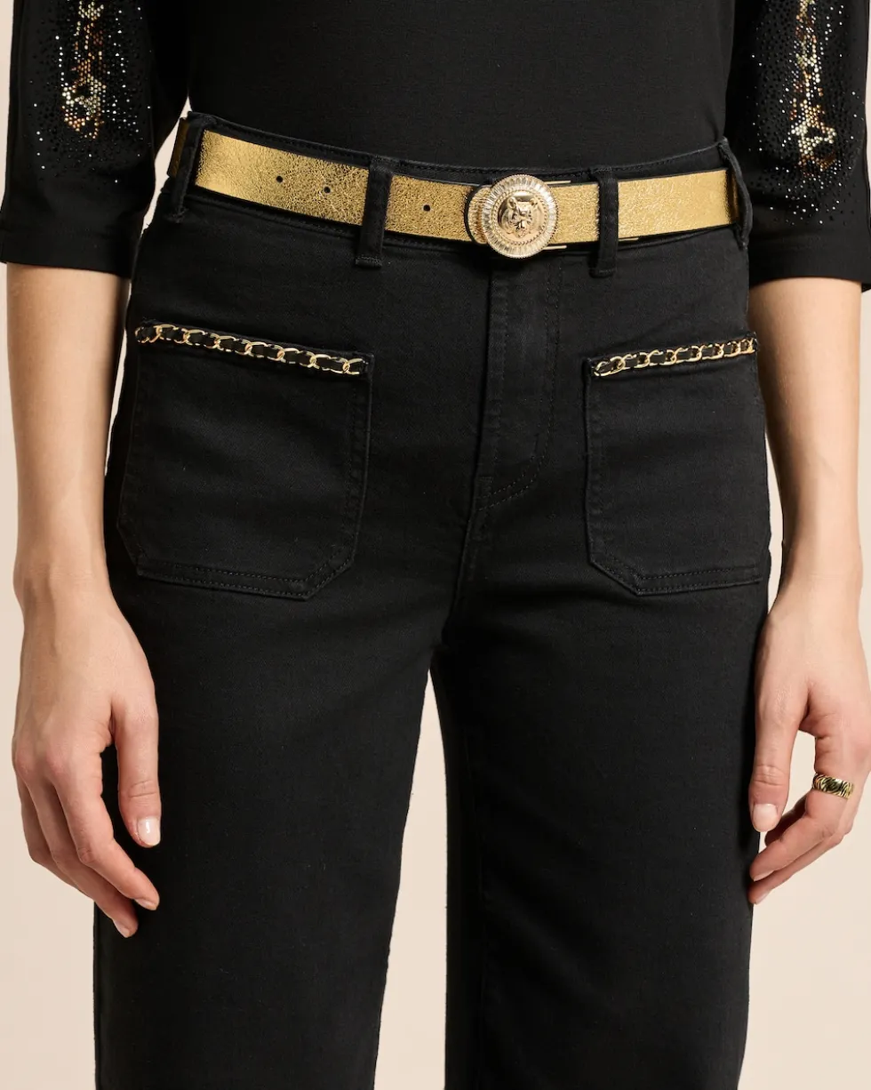 Wide Leg Jeans mit Kettendeko