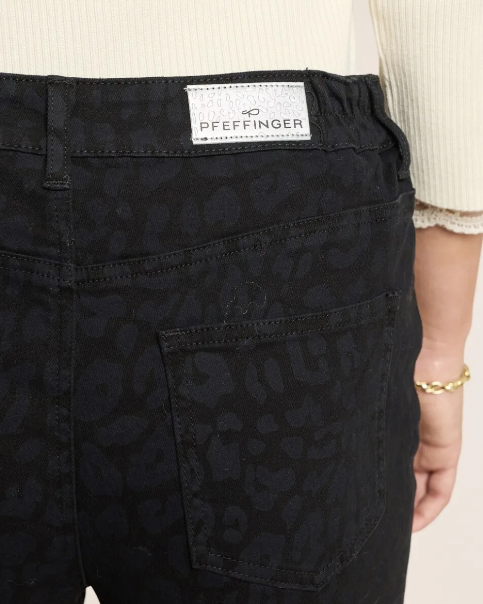 Wide Leg Jeans mit Leo Print allover