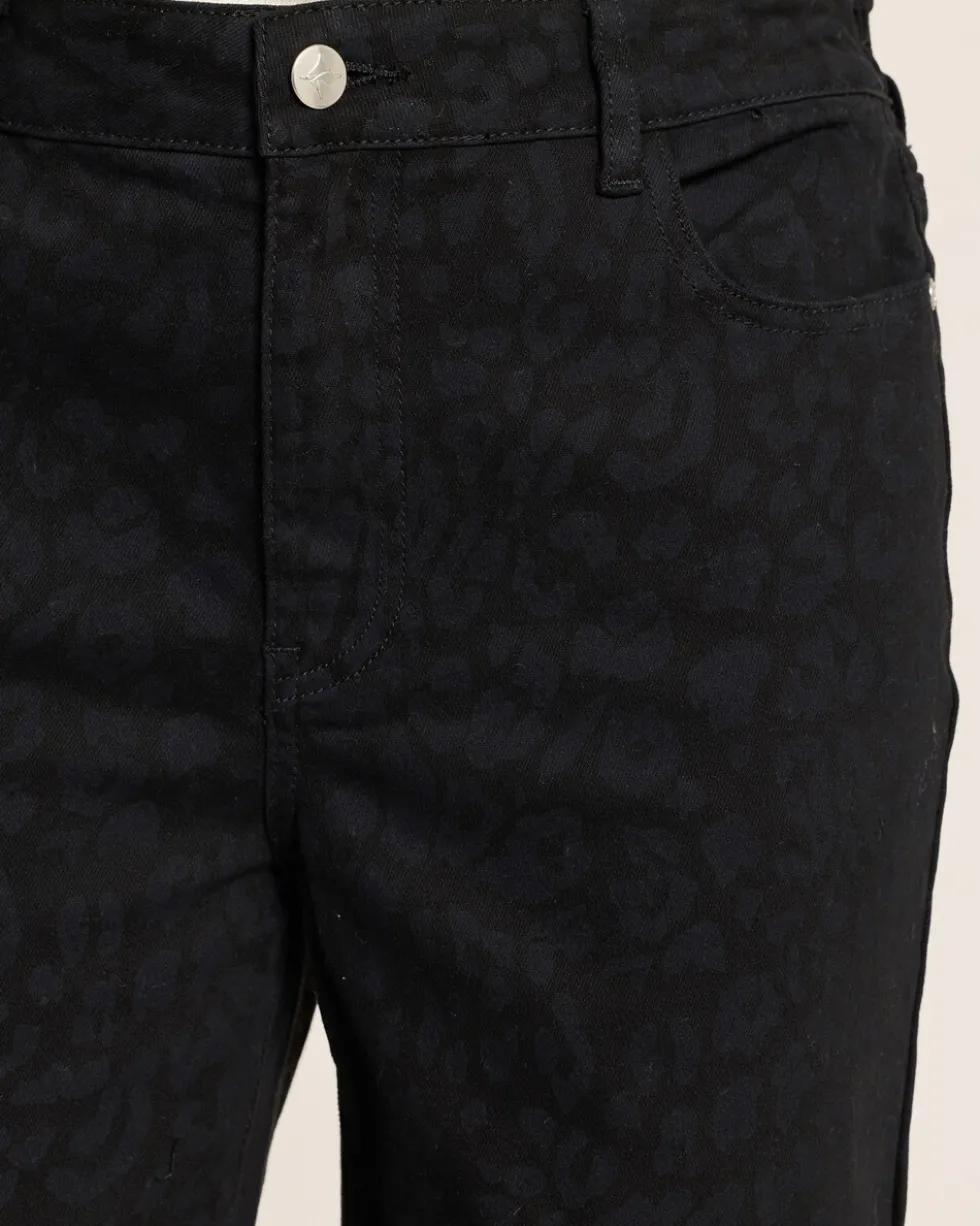 Wide Leg Jeans mit Leo Print allover