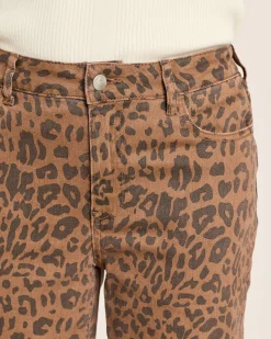 Wide Leg Jeans mit Leo Print allover