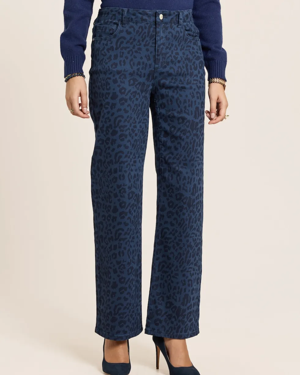 Wide Leg Jeans mit Leo Print allover