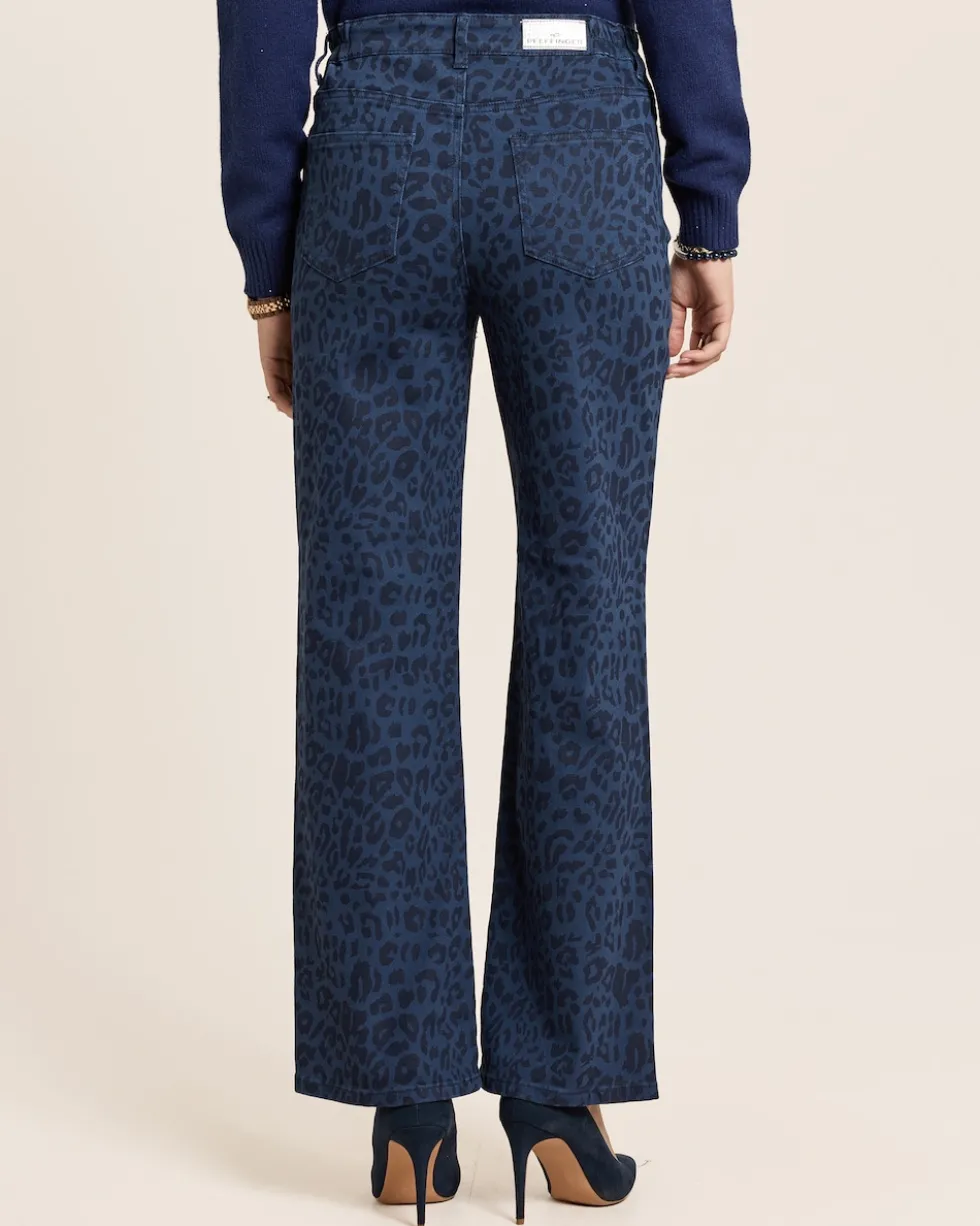 Wide Leg Jeans mit Leo Print allover