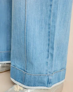 Wide leg Jeans mit Streifendetail