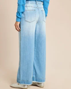 Wide leg Jeans mit Streifendetail